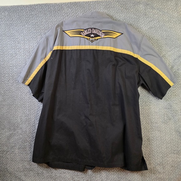 Harley Davidson Shirt 2XL Black Gray Button Up Shop Shirt Embroidered Logo Biker - Picture 8 of 9